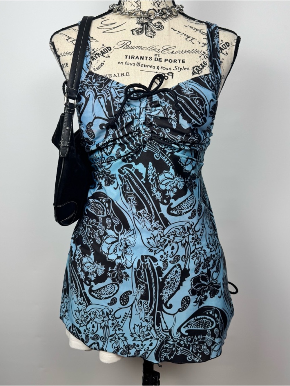 Blue & Black Floral swim tank